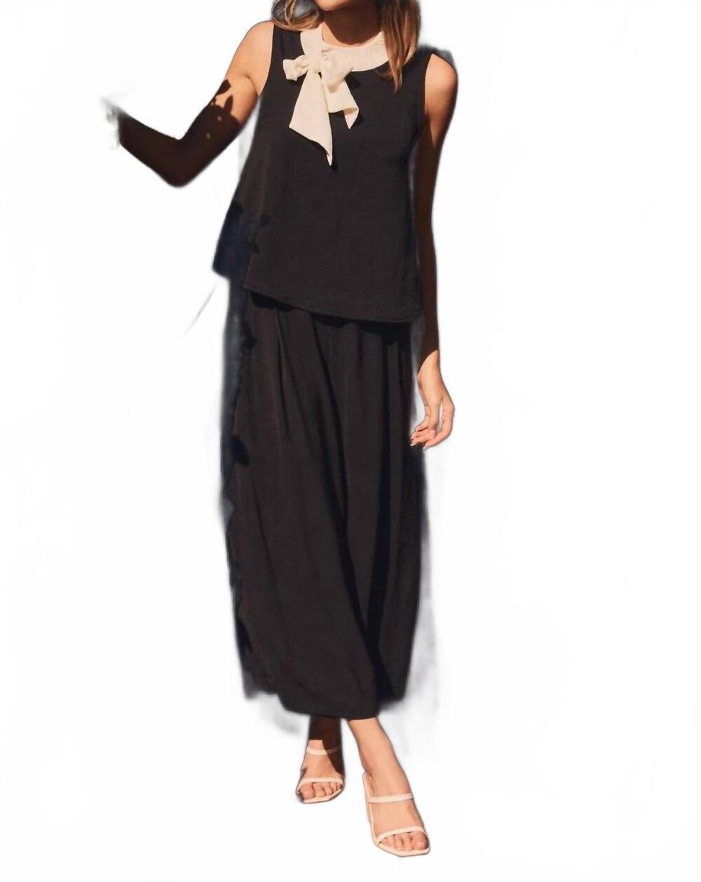 NEW ODDI palazzo in paris bow collar set in black